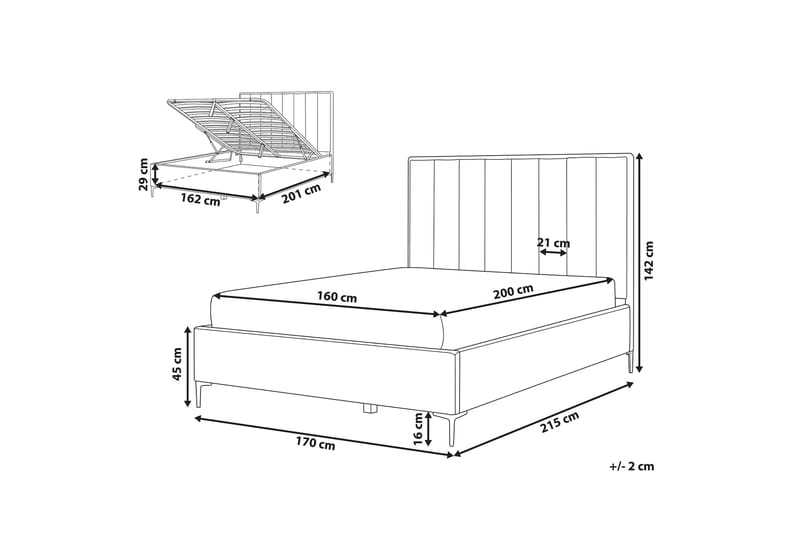 Ramsäng Barbonne 160x200 cm med Förvaring - Sammet/Grå - Möbler - Säng - Ramsäng