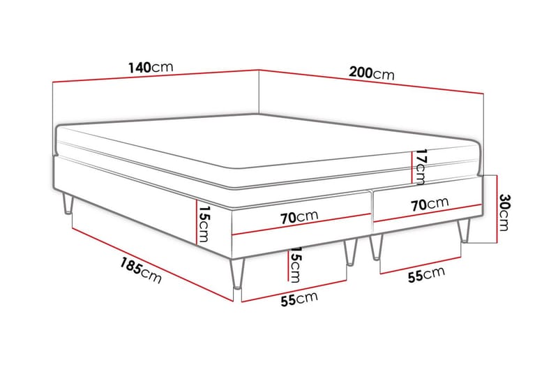 Ramsäng Forenza 140x200 cm - Konstläder/Mörkgrå/Trä/Metall - Möbler - Säng - Ramsäng