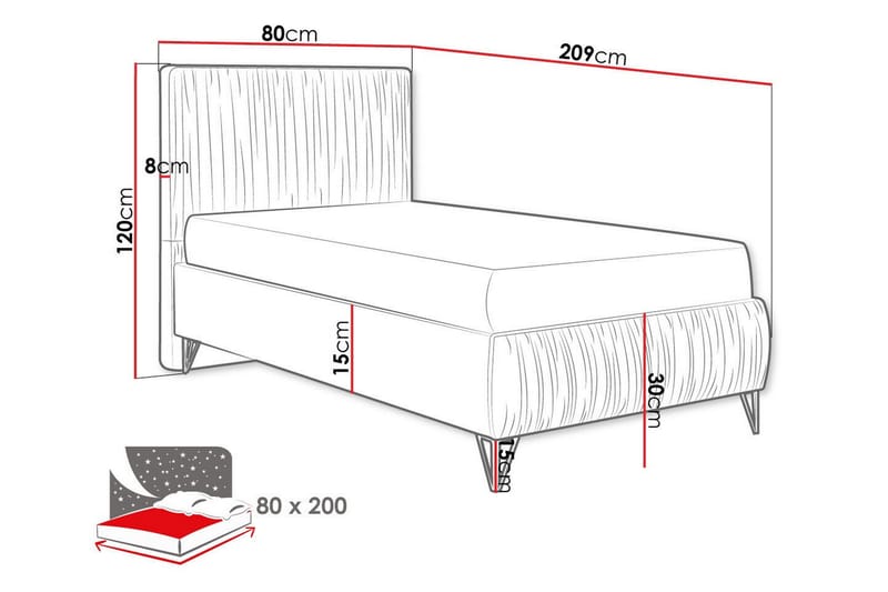 Ramsäng Gortin 80x200 cm - Möbler - Säng - Ramsäng