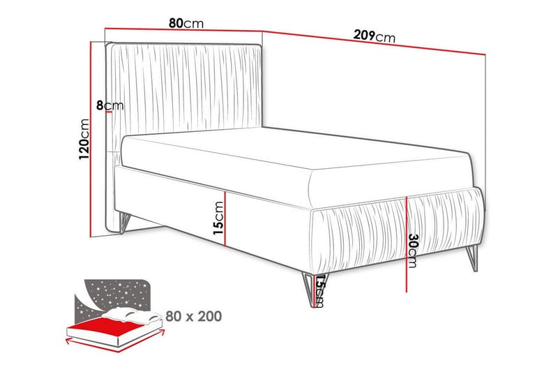 Ramsäng Gortin 80x200 cm - Möbler - Säng - Ramsäng