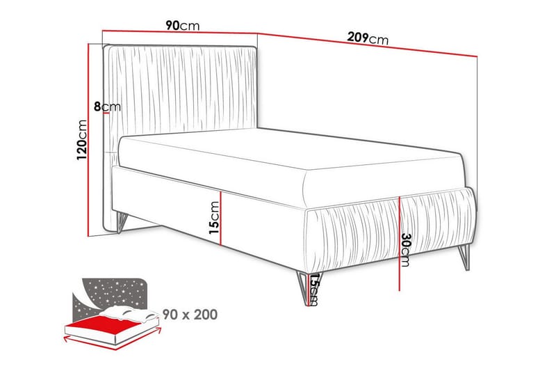 Ramsäng Gortin 90x200 cm - Möbler - Säng - Ramsäng