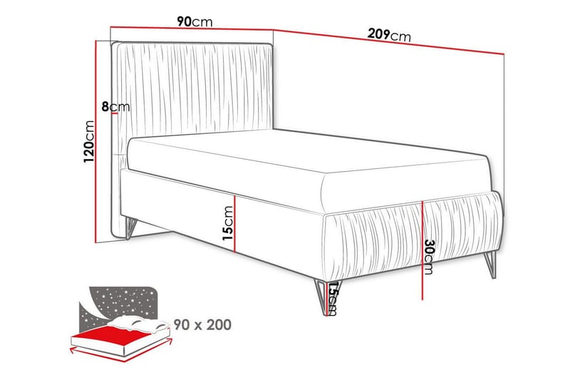 Ramsäng Gortin 90x200 cm - Möbler - Säng - Ramsäng