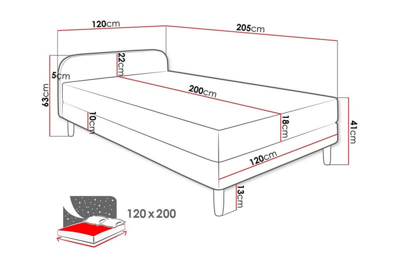 Ramsäng Midfeld 120x200 cm - Möbler - Säng - Ramsäng