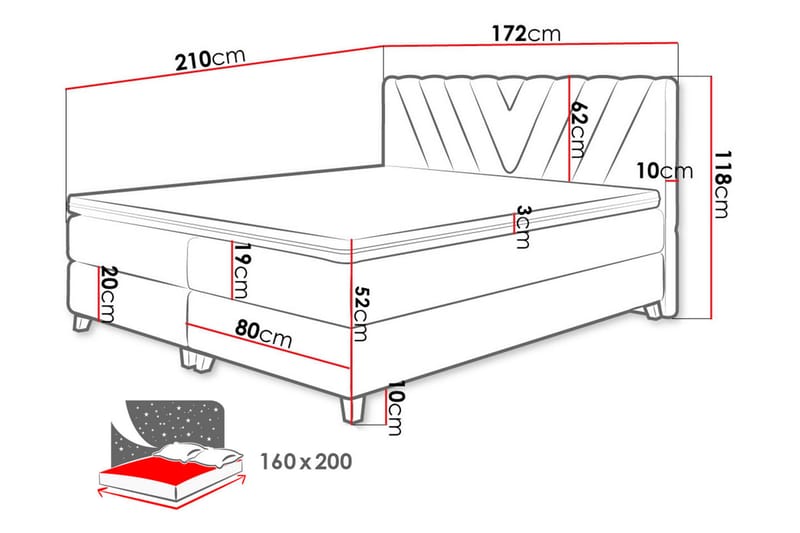 Romanza Sängpaket Kontinentalsäng 160x200 cm - Grå - Möbler - Säng - Kontinentalsäng