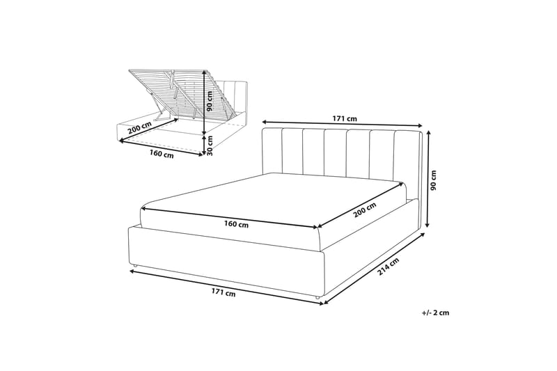 Förvaringssäng Abondant 160x200 cm - Konstläder/Grå - Möbler - Säng - Säng med förvaring - Dubbelsäng med förvaring