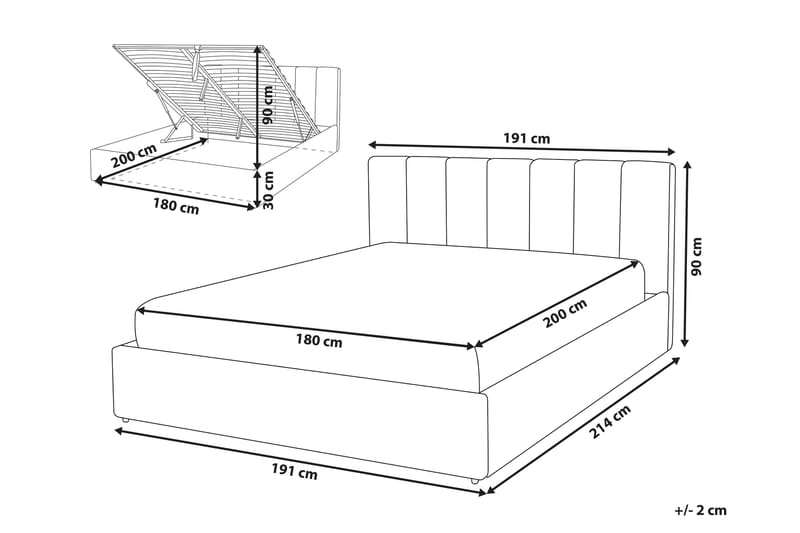 Förvaringssäng Abondant 180x200 cm - Ljusgrå - Möbler - Säng - Säng med förvaring - Dubbelsäng med förvaring