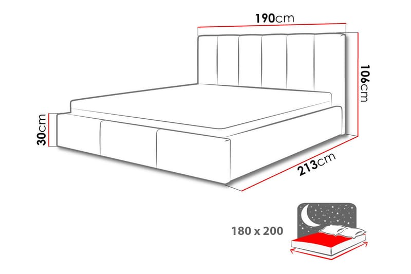 Förvaringssäng Ifone 180x200 cm - Svart - Möbler - Säng - Säng med förvaring - Dubbelsäng med förvaring