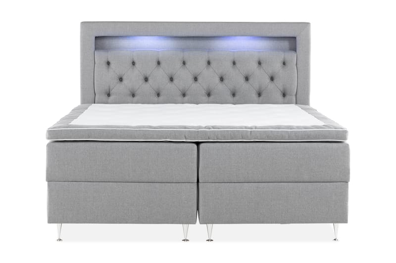 Förvaringssäng Monopoli med LED-belysning 180x200 - Grå - Dubbelsäng med förvaring - Säng med förvaring