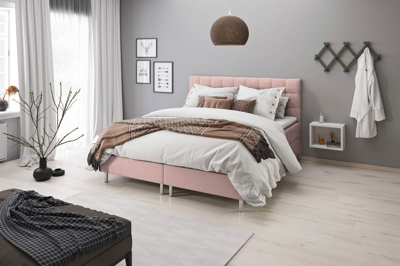 Sängpaket Suset Box Bed 80x200 - Rosa - Möbler - Säng - Säng med förvaring - Dubbelsäng med förvaring