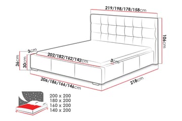 Förvaringssäng & madrass Dolores 218x158x106 cm - Vit - Möbler - Säng - Säng med förvaring