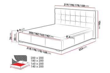 Förvaringssäng & madrass Dolores 223x158x106 cm - Vit - Möbler - Säng - Säng med förvaring