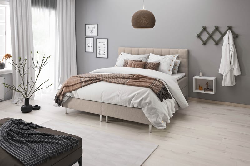 Sängpaket Suset Box Bed 80x200 - Beige - Möbler - Säng - Säng med förvaring - Dubbelsäng med förvaring