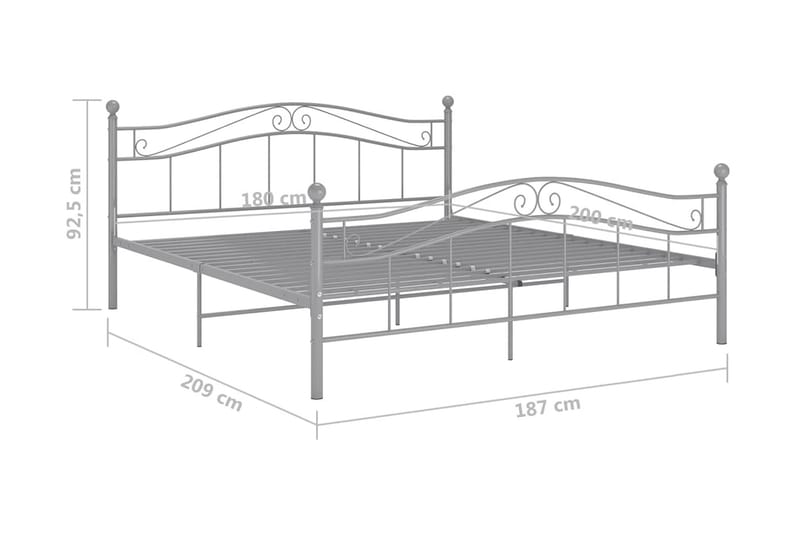 Sängram grå metall 180x200 cm - Grå - Möbler - Säng - Sängram & sängstomme