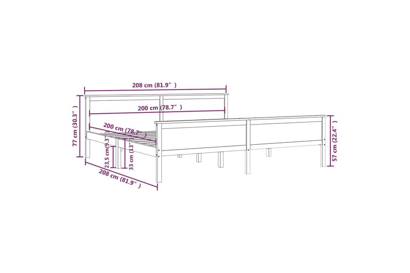 Sängram honungsbrun massiv furu 200x200 cm - Honungsbrun - Möbler - Säng - Sängram & sängstomme