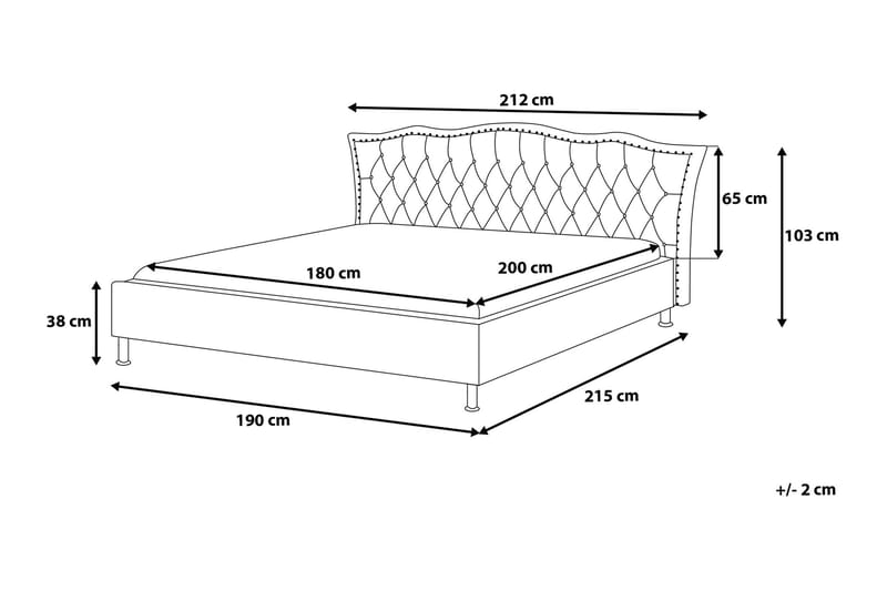 Dubbelsäng Metz 180|200 cm - Grå - Möbler - Säng - Sängram & sängstomme