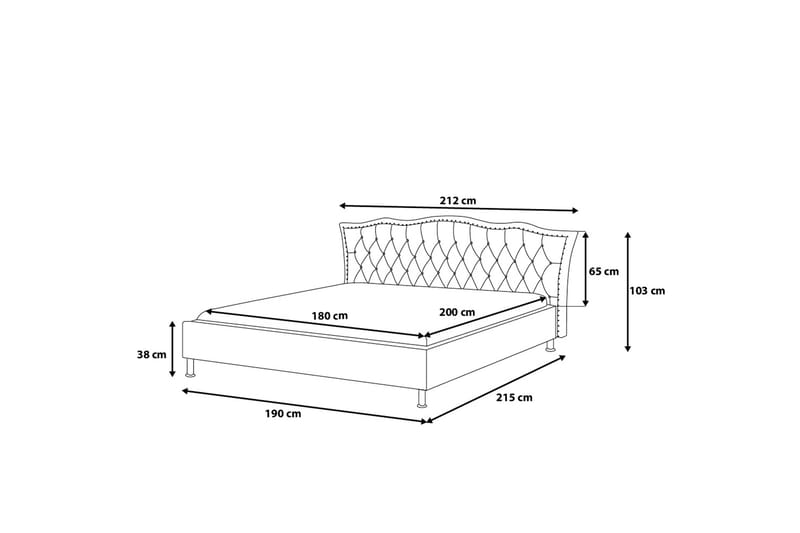 Dubbelsäng Metz 180|200 cm - Grå - Möbler - Säng - Sängram & sängstomme