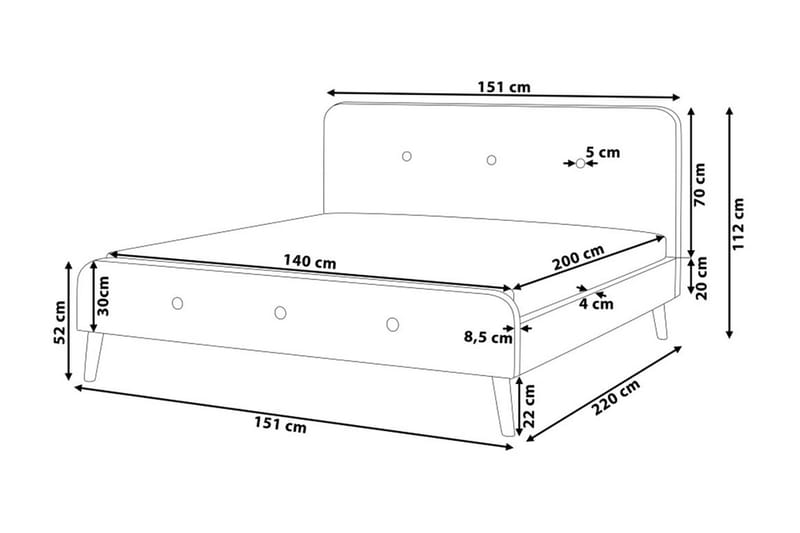 Dubbelsäng Rennes 140|200 cm - Beige - Möbler - Säng - Sängram & sängstomme