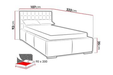 Enkelsäng Dowler 90x200 - Brun - Möbler - Säng - Sängram & sängstomme