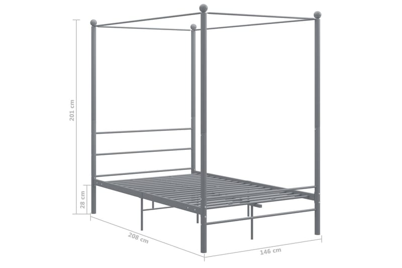 Himmelsäng grå metall 140x200 cm - Grå - Möbler - Säng - Sängram & sängstomme