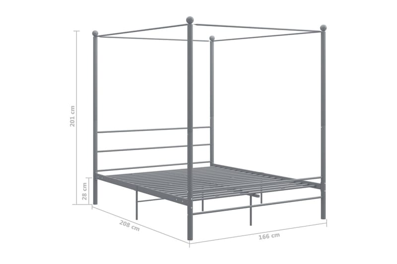 Himmelsäng grå metall 160x200 cm - Grå - Möbler - Säng - Sängram & sängstomme