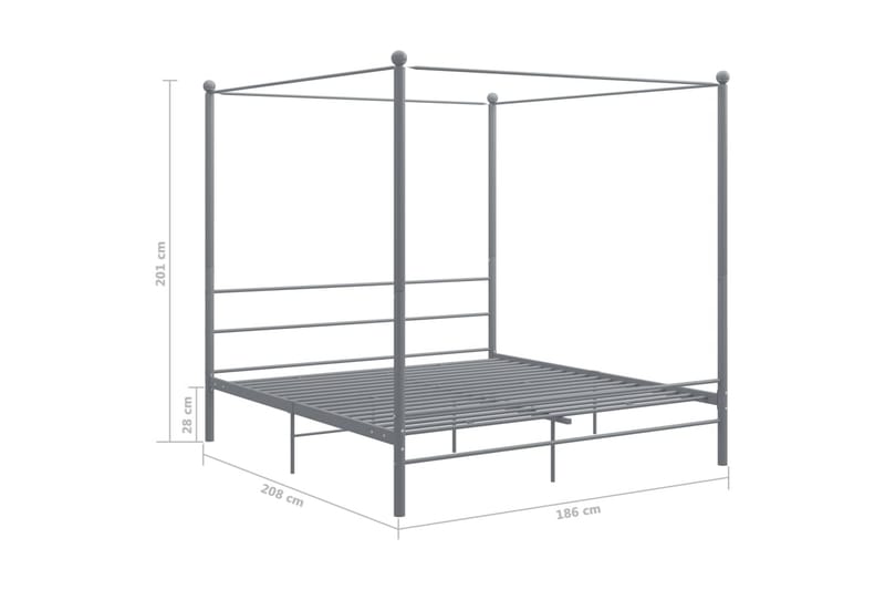 Himmelsäng grå metall 180x200 cm - Grå - Möbler - Säng - Sängram & sängstomme