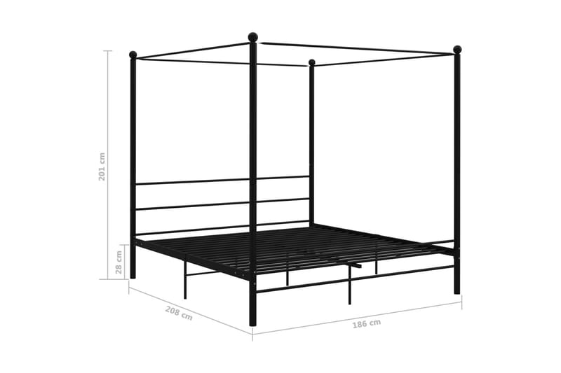 Himmelsäng svart metall 180x200 cm - Svart - Möbler - Säng - Sängram & sängstomme