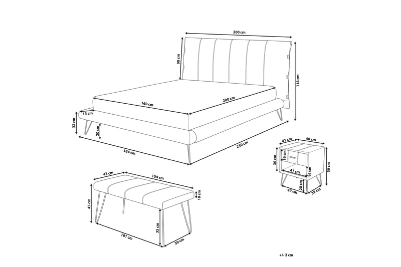 Säng Benitin 160x200 cm - Vit/Konstläder - Möbler - Säng - Sängram & sängstomme