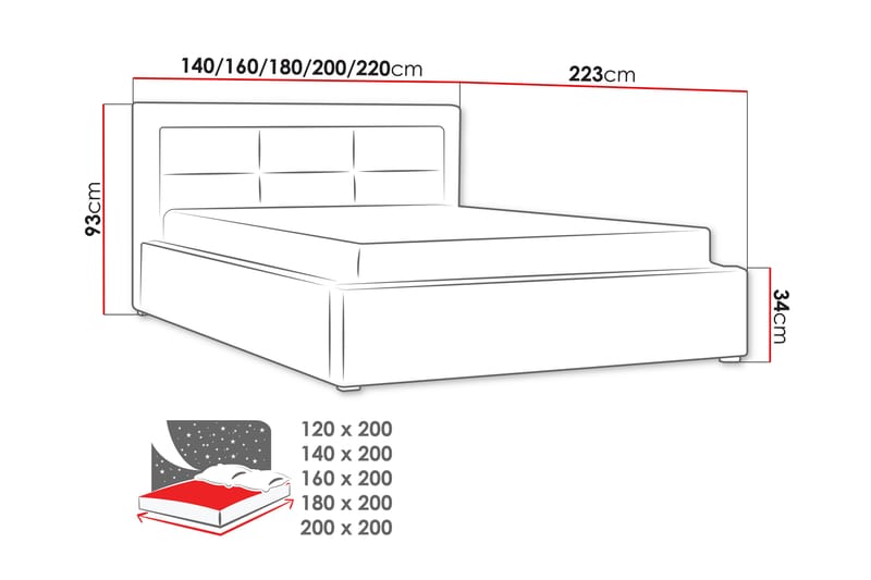 Säng Havberg 200x200 cm Metallram - Svart - Möbler - Säng - Sängram & sängstomme