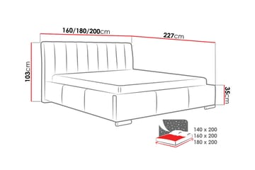 Säng Milano med Förvaring 140x200 - Grå - Möbler - Säng - Sängram & sängstomme