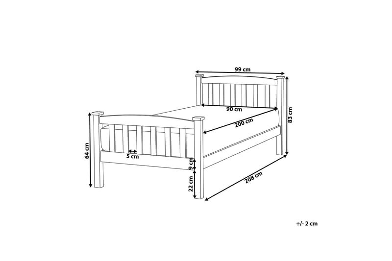 Säng Muffoletto Trä 90x200 cm - Vit - Möbler - Säng - Sängram & sängstomme