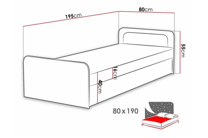 Sängram Abbeyfield 80x190 cm - Vit - Möbler - Säng - Sängram & sängstomme