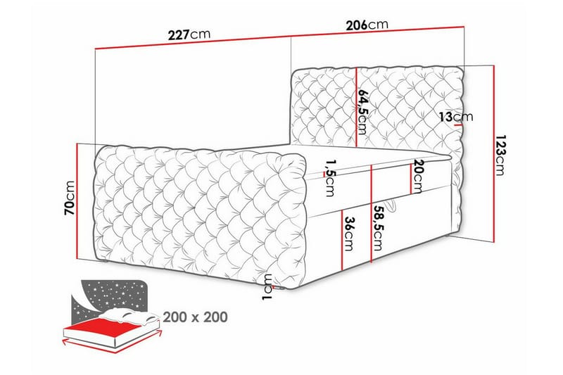 Sängram Almancil 200x200 cm - Möbler - Säng - Sängram & sängstomme