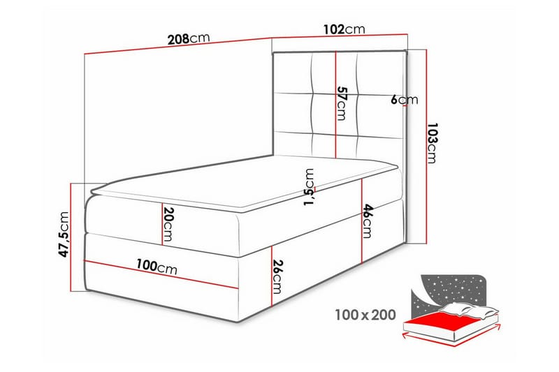 Sängram Boisdale 100x200 cm - Möbler - Säng - Sängram & sängstomme