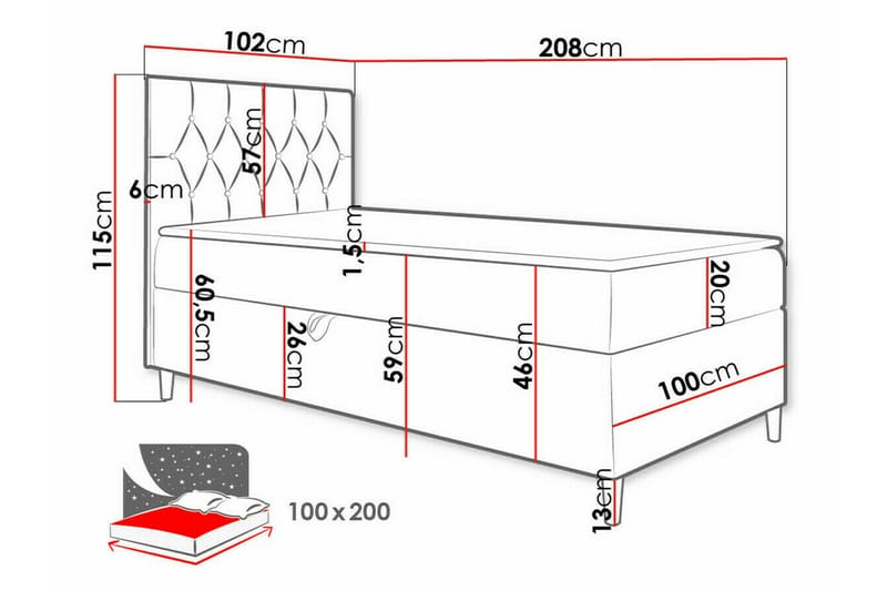 Sängram Boisdale 100x200 cm - Möbler - Säng - Sängram & sängstomme