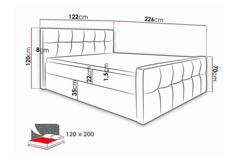 Sängram Boisdale 120x200 cm - Möbler - Säng - Sängram & sängstomme