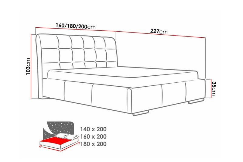 Sängram Boisdale 140x200 cm - Möbler - Säng - Sängram & sängstomme