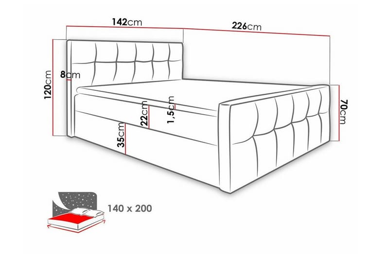 Sängram Boisdale 140x200 cm - Möbler - Säng - Sängram & sängstomme