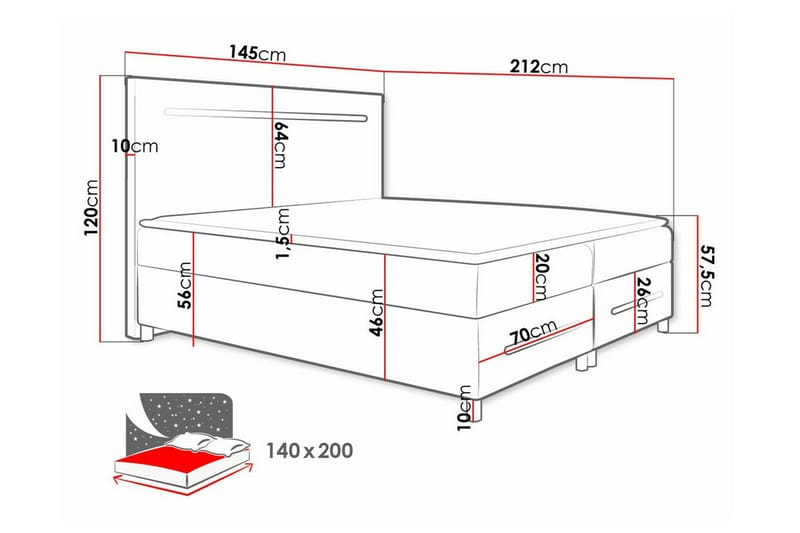 Sängram Boisdale 140x200 cm - Möbler - Säng - Sängram & sängstomme