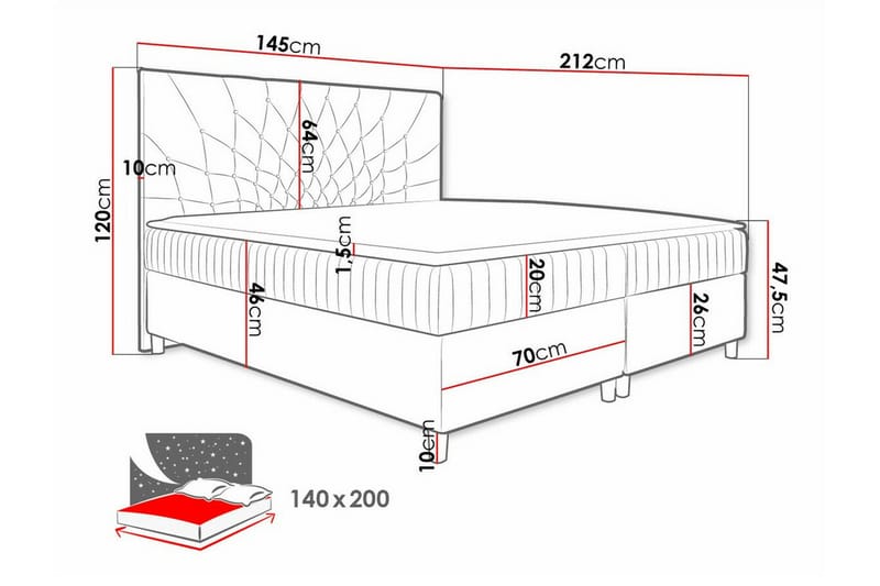 Sängram Boisdale 140x200 cm - Möbler - Säng - Sängram & sängstomme