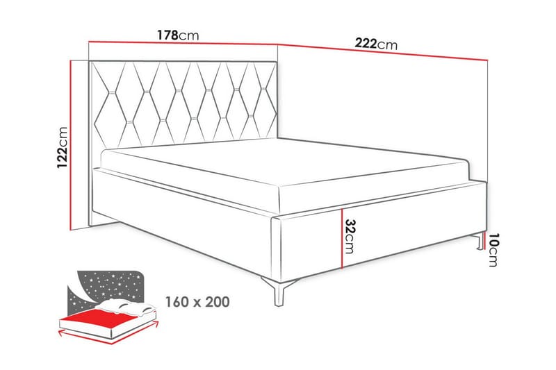 Sängram Boisdale 160x200 cm - Möbler - Säng - Sängram & sängstomme