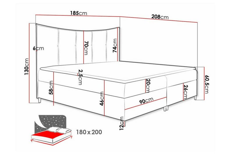 Sängram Boisdale 180x200 cm - Möbler - Säng - Sängram & sängstomme