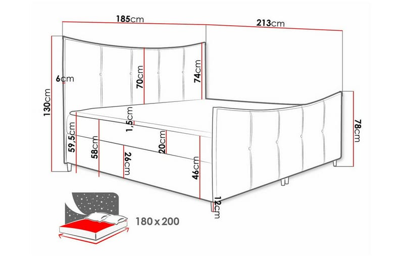 Sängram Boisdale 180x200 cm - Möbler - Säng - Sängram & sängstomme