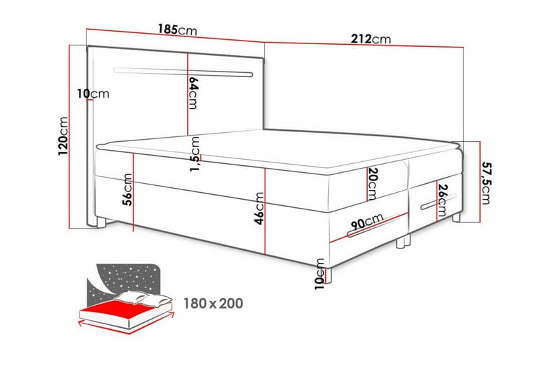 Sängram Boisdale 180x200 cm - Möbler - Säng - Sängram & sängstomme