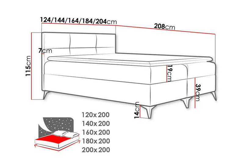 Sängram Boisdale 200x200 cm - Möbler - Säng - Sängram & sängstomme