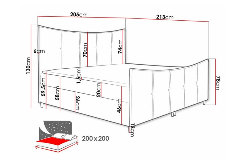 Sängram Boisdale 200x200 cm - Möbler - Säng - Sängram & sängstomme