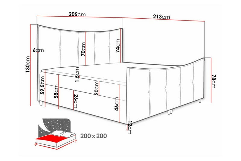 Sängram Boisdale 200x200 cm - Möbler - Säng - Sängram & sängstomme