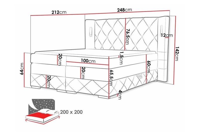 Sängram Boisdale 200x200 cm - Möbler - Säng - Sängram & sängstomme