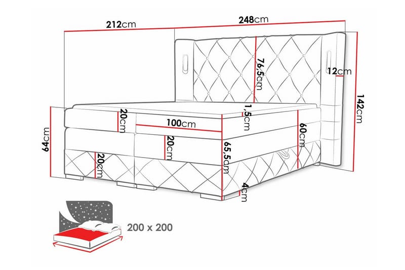 Sängram Boisdale 200x200 cm - Möbler - Säng - Sängram & sängstomme