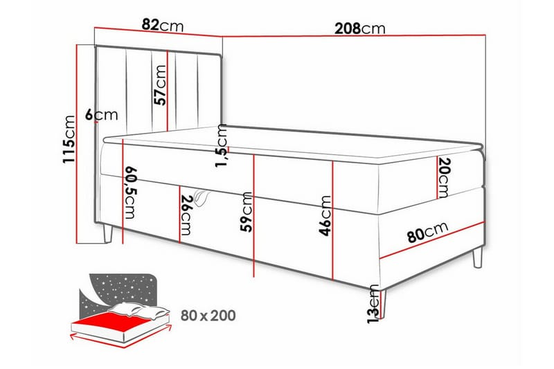 Sängram Boisdale 80x200 cm - Möbler - Säng - Sängram & sängstomme