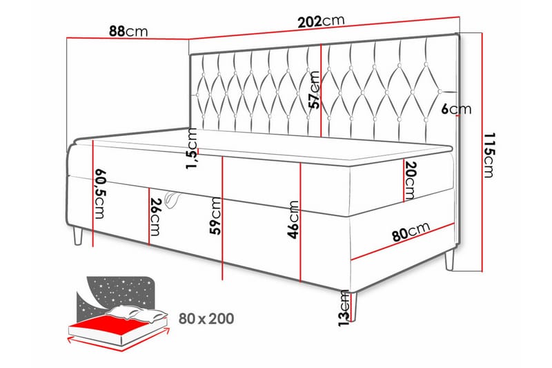 Sängram Boisdale 80x200 cm - Möbler - Säng - Sängram & sängstomme